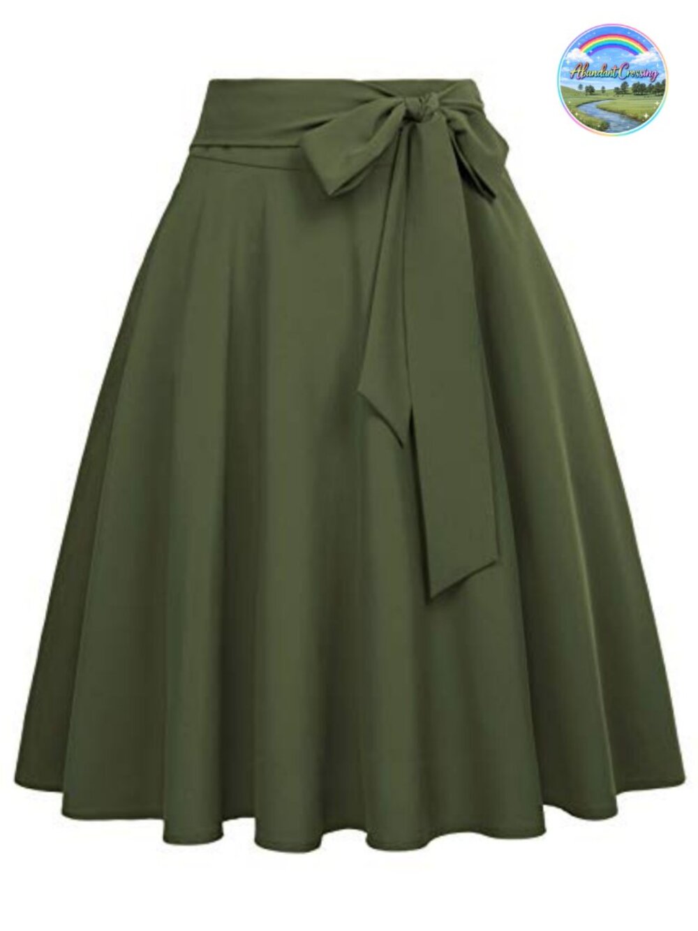 Women High Waisted A Line Midi Skirt with Pockets Polyester Blend